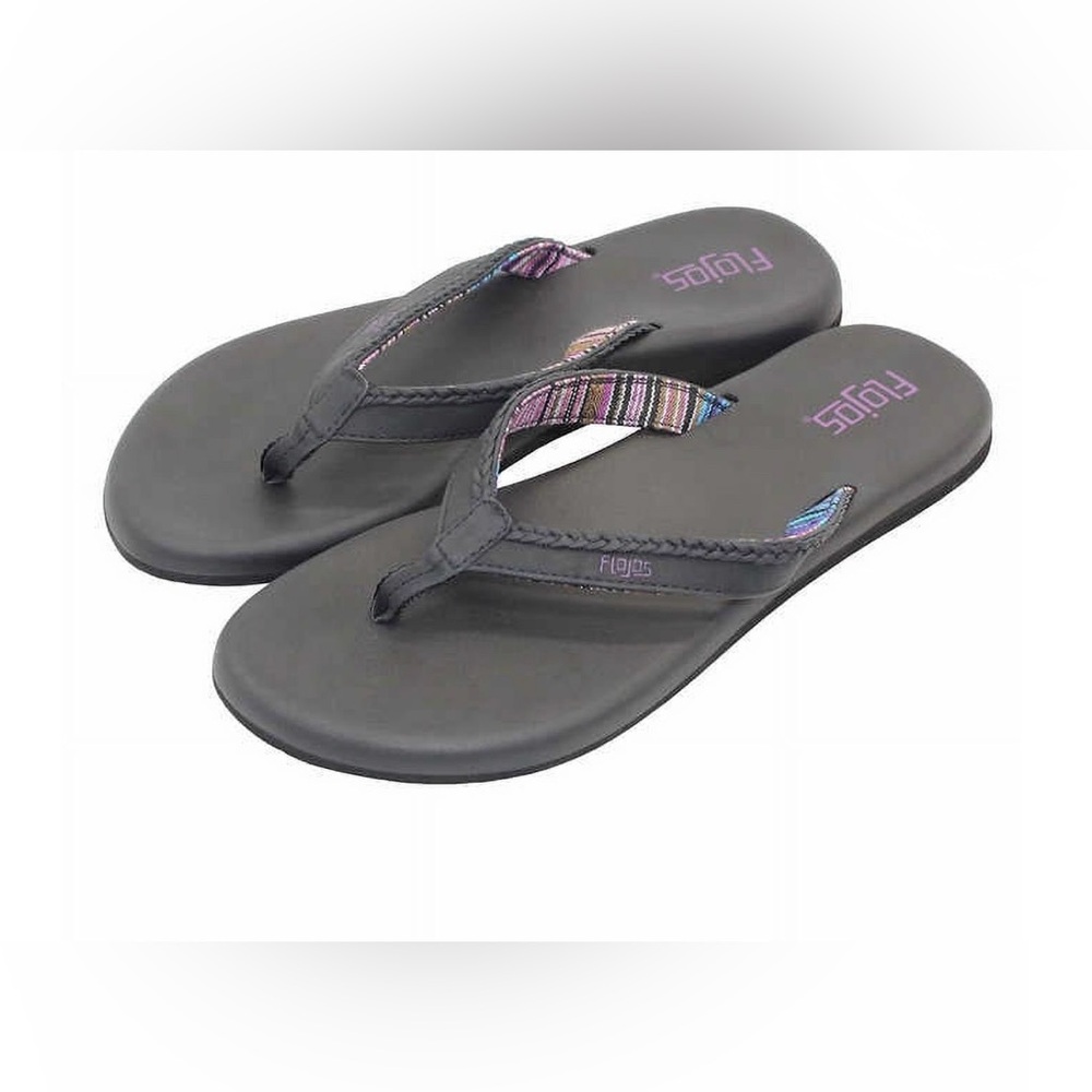 CLEARANCE 
FLOJOS Black Sandals with Colorful Straps